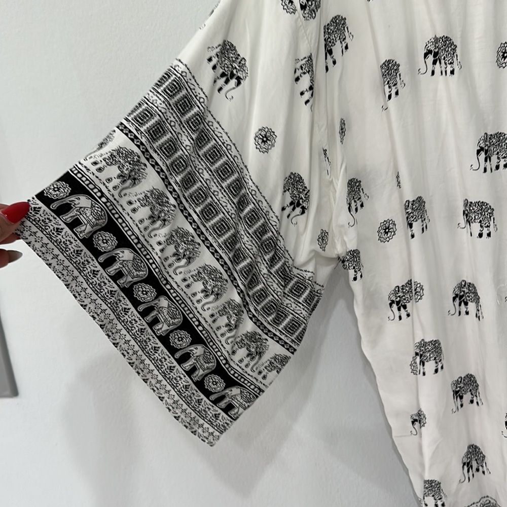 Women Top/Kimono/Cardigan/Cover Up  Elephant Print Sz XL - Picture 4 of 9